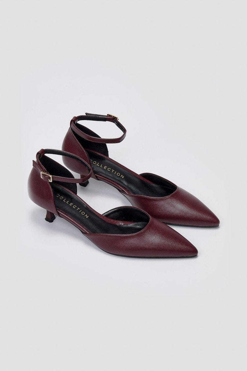 Cutout Pumps TFP Kitten Heel - Bordeaux Matte - thefashionproject.gr - TFP