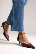 Cutout Pumps TFP Kitten Heel - Bordeaux Matte - thefashionproject.gr - TFP