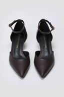 Cutout Pumps TFP Kitten Heel - Dark Brown Matte - thefashionproject.gr - TFP