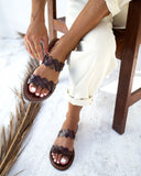 Σανδάλια δερμάτινα με πλεγμένες φάσες  Iris Sandals