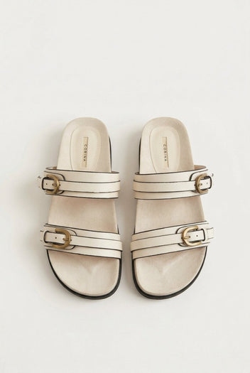 CORINA - Double Strap Sandals - Beige Matte