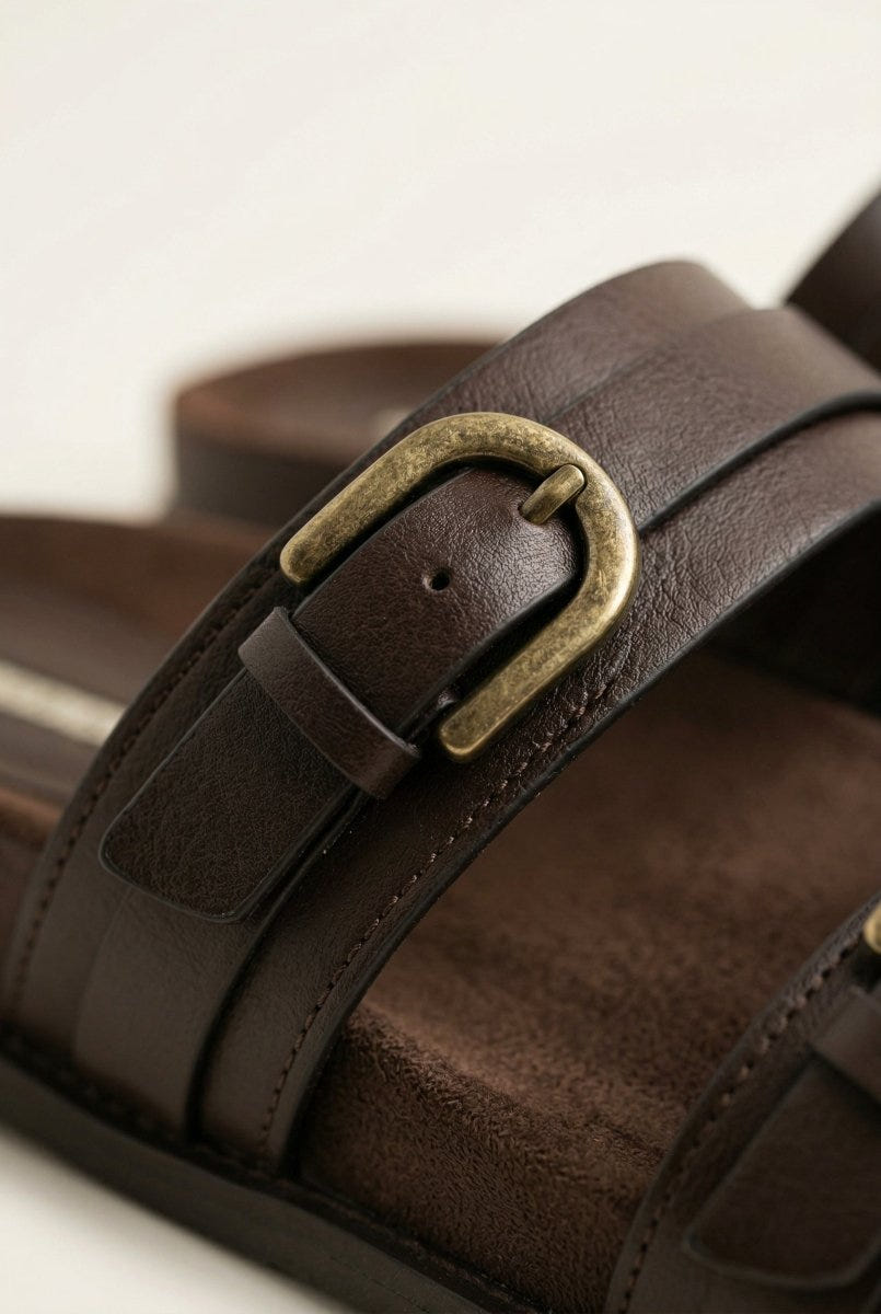 CORINA - Double Strap Sandals - Brown Matte