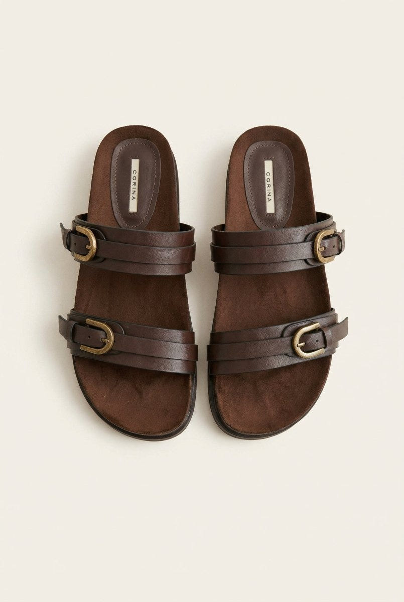 CORINA - Double Strap Sandals - Brown Matte