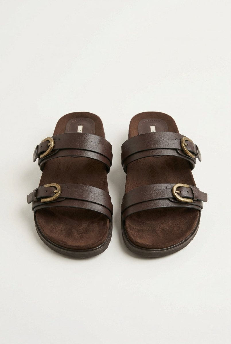 CORINA - Double Strap Sandals - Brown Matte
