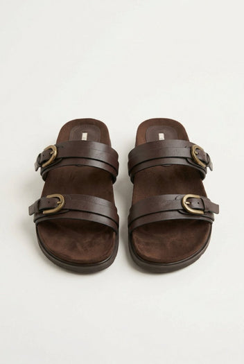 CORINA - Double Strap Sandals - Brown Matte