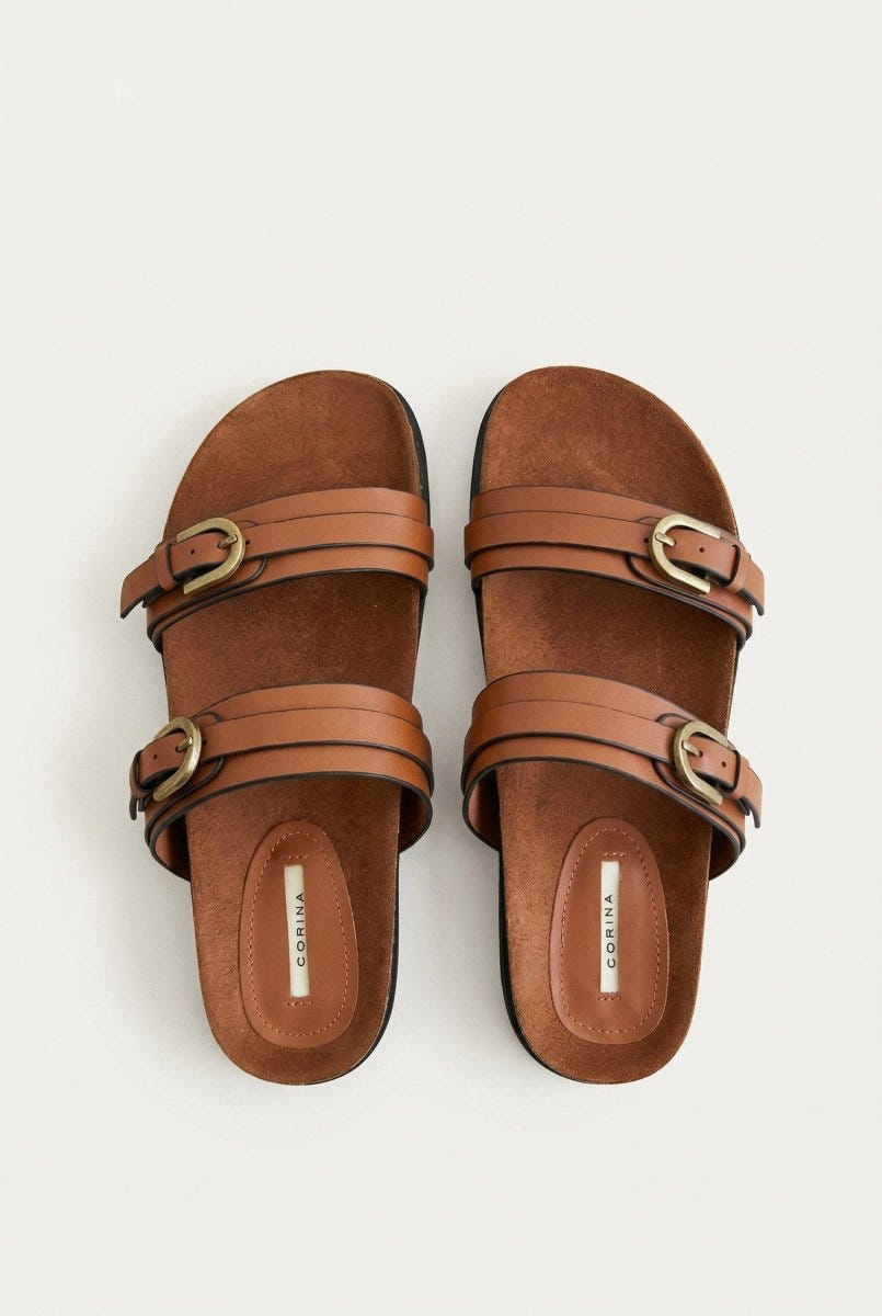 CORINA - Double Strap Sandals - Tan Matte