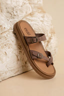 Leather Sandals Adjustable Straps - Taupe
