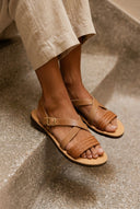 Leather Sandals Crossover - Tan