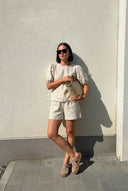 Suede Clogs Buckle Detail - Taupe