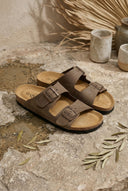 Leather Anatomical Sandals - Khaki-Leather Anatomical Sandals - Khaki