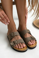 Δερμάτινα ανατομικά σανδάλια - χακί