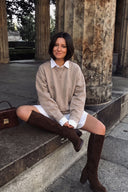 Boots Block Heel - Brown Suede-Boots Block Heel - Brown Suede