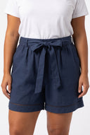 Plus Size Pleated Shorts - Dark Blue