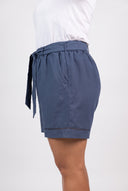 Plus Size Pleated Shorts - Dark Blue