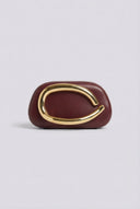Stephan - Elegant Evening Clutch with Metal Handle - Burgundy Matte
