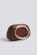 Stephan - Elegant Evening Clutch with Metal Handle - Burgundy Matte