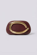 Stephan - Elegant Evening Clutch with Metal Handle - Burgundy Matte
