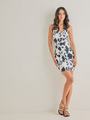 Εμπριμέ φόρεμα εφαρμοστό - Λευκό/Μαύρο - thefashionproject.gr - The Fashion Project