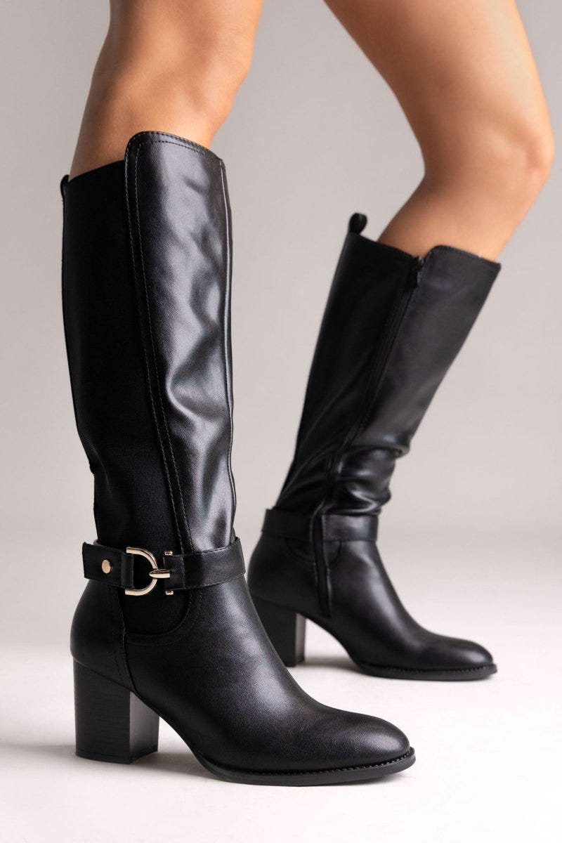 ERRYN Boots Block Heel - Black Matte - thefashionproject.gr - ERYNN