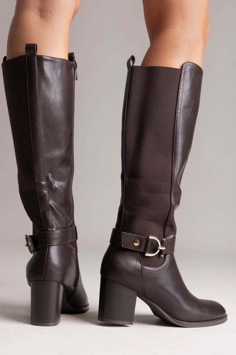 ERRYN Boots Block Heel - Dark Brown Matte - thefashionproject.gr - ERYNN