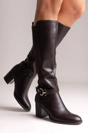 ERRYN Boots Block Heel - Dark Brown Matte - thefashionproject.gr - ERYNN