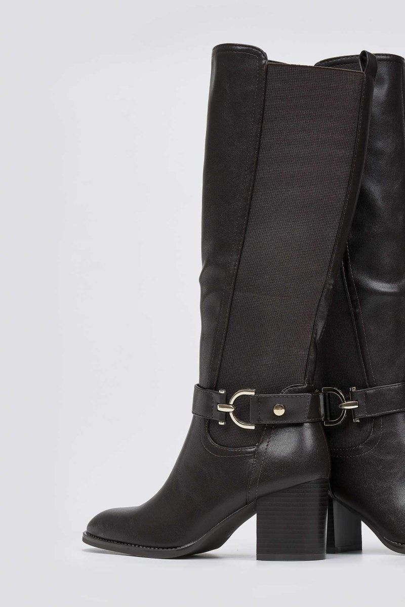 ERRYN Boots Block Heel - Dark Brown Matte - thefashionproject.gr - ERYNN