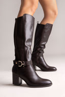 ERRYN Boots Block Heel - Dark Brown Matte - thefashionproject.gr - ERYNN