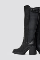 ERYNN Boots with Side Elastic and Low Block Heel - Black Matte - thefashionproject.gr - ERYNN
