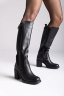 ERYNN Boots with Side Elastic and Low Block Heel - Black Matte - thefashionproject.gr - ERYNN