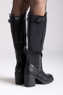 ERYNN Boots with Side Elastic and Low Block Heel - Black Matte - thefashionproject.gr - ERYNN