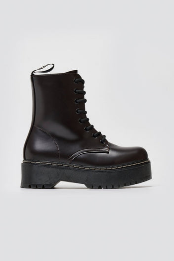 ERYNN Combat Boots with Chunky Sole - Dark Brown Matte - thefashionproject.gr - ERYNN