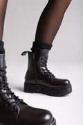ERYNN Combat Boots with Chunky Sole - Dark Brown Matte - thefashionproject.gr - ERYNN