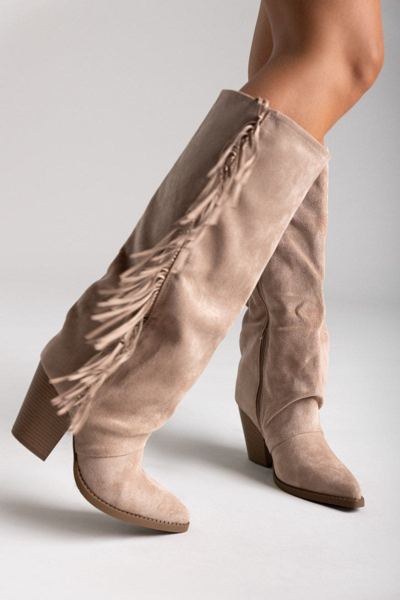 ERYNN Cowboy Boots - Beige Suede - thefashionproject.gr - ERYNN