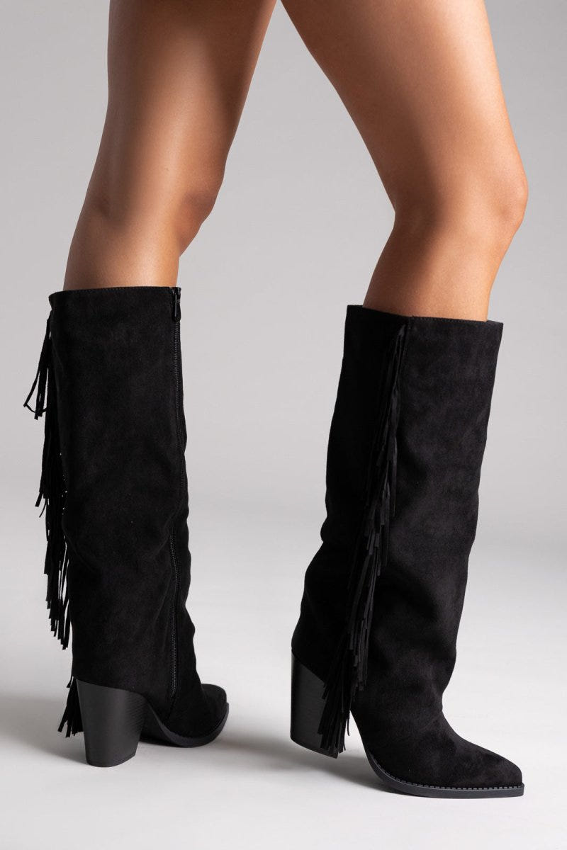 ERYNN Cowboy Boots - Black Suede - thefashionproject.gr - ERYNN