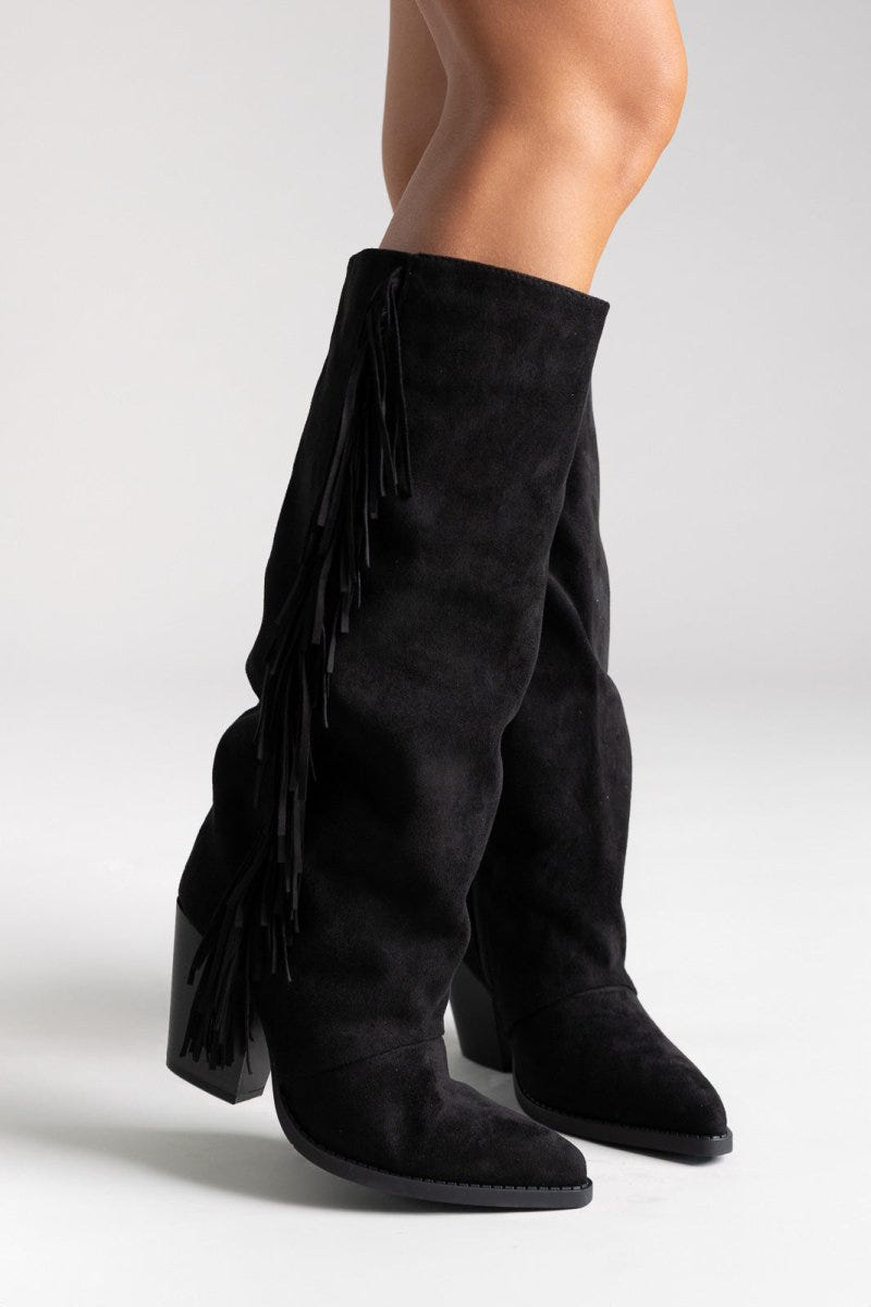 ERYNN Cowboy Boots - Black Suede - thefashionproject.gr - ERYNN