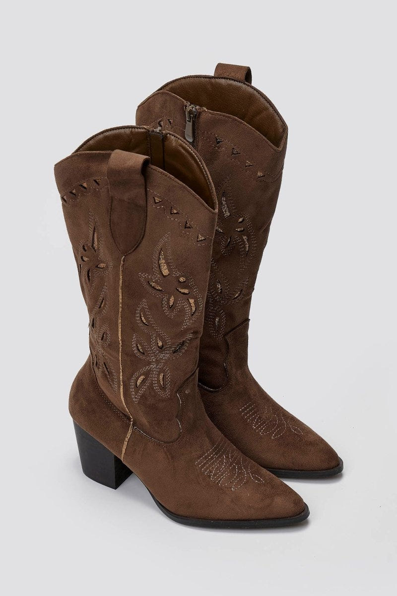 ERYNN Cowboy Boots - Brown Suede - thefashionproject.gr - ERYNN