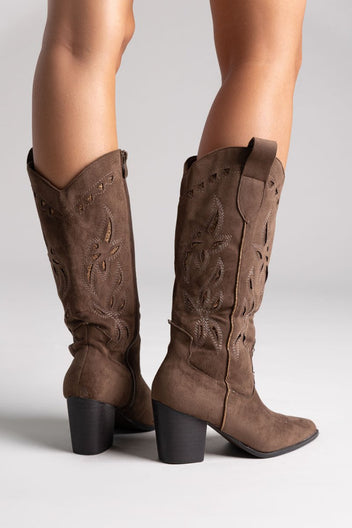 ERYNN Cowboy Boots - Brown Suede - thefashionproject.gr - ERYNN