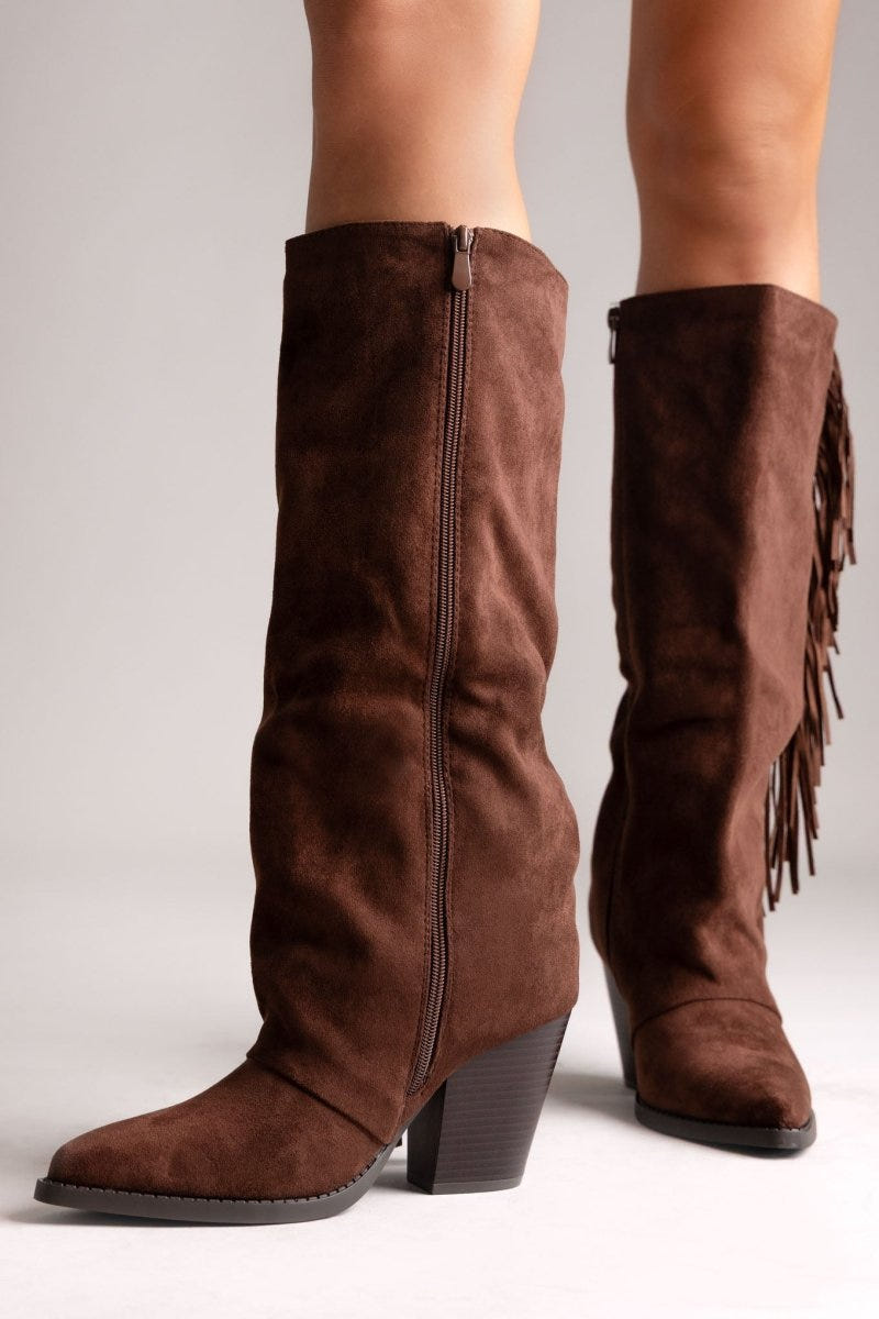 ERYNN Cowboy Boots - Brown Suede - thefashionproject.gr - ERYNN