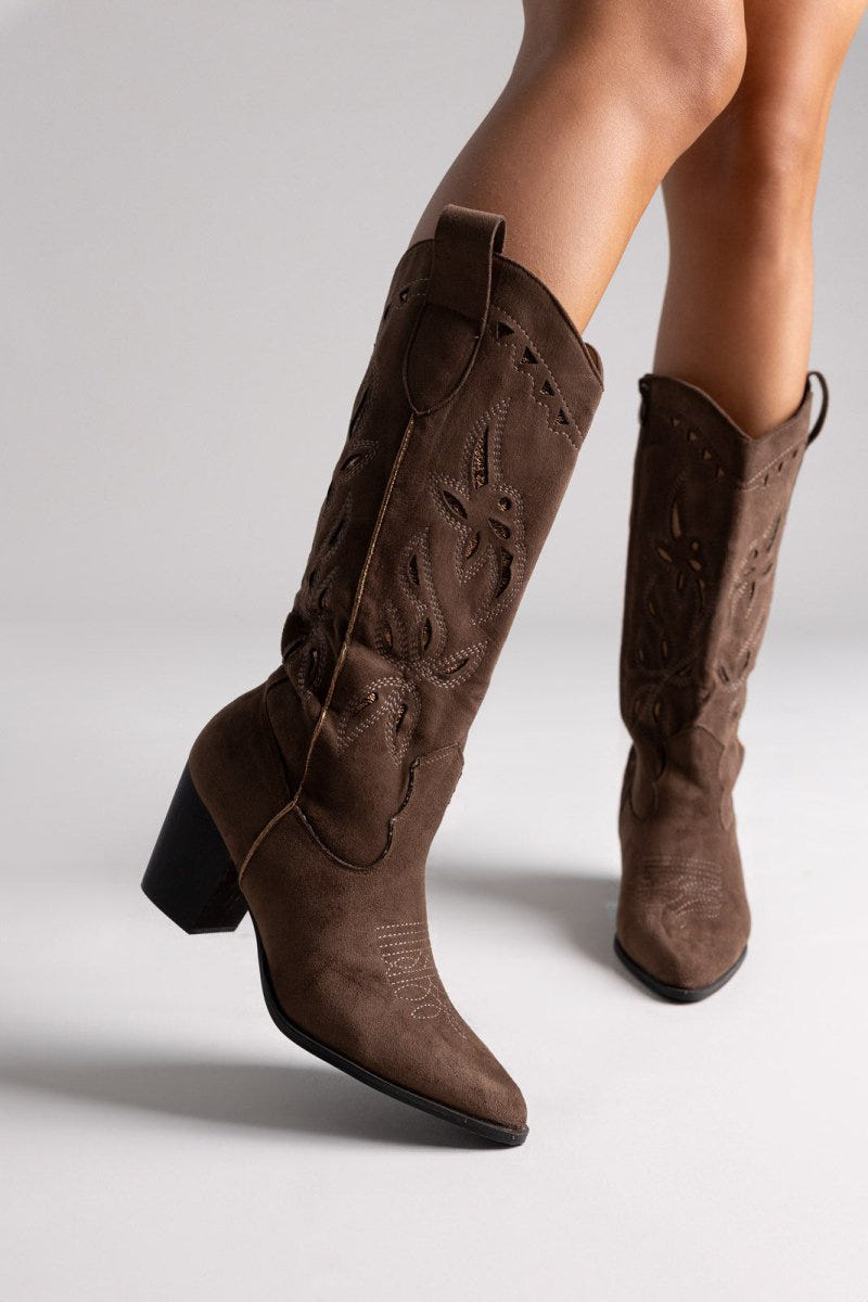 ERYNN Cowboy Boots - Brown Suede - thefashionproject.gr - ERYNN