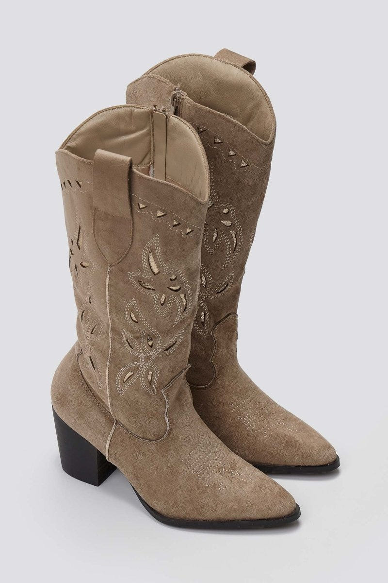 ERYNN Cowboy Boots - Taupe Suede - thefashionproject.gr - ERYNN