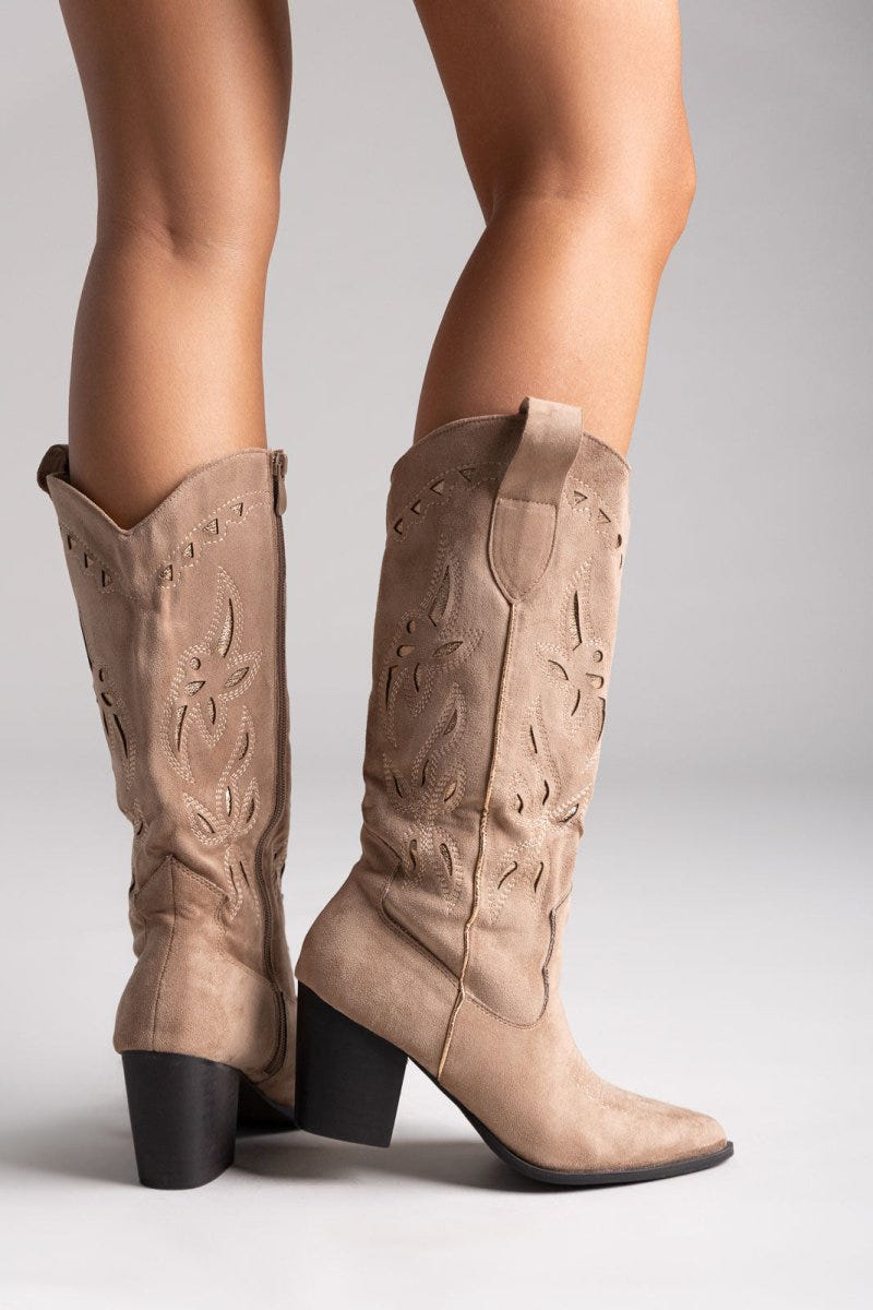 ERYNN Cowboy Boots - Taupe Suede - thefashionproject.gr - ERYNN