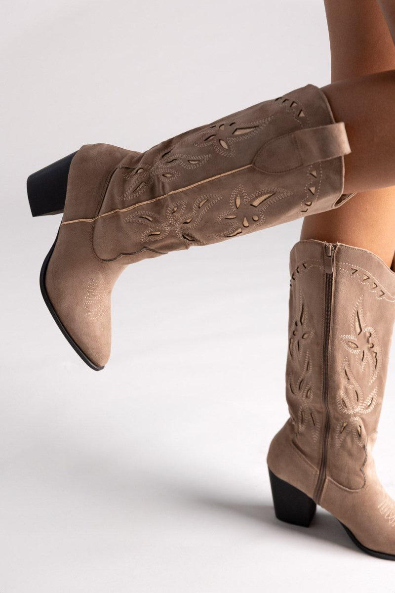 ERYNN Cowboy Boots - Taupe Suede - thefashionproject.gr - ERYNN