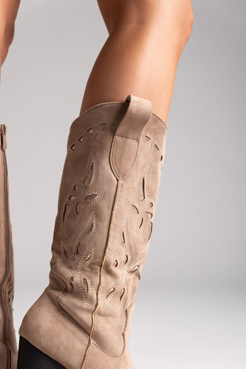 ERYNN Cowboy Boots - Taupe Suede - thefashionproject.gr - ERYNN