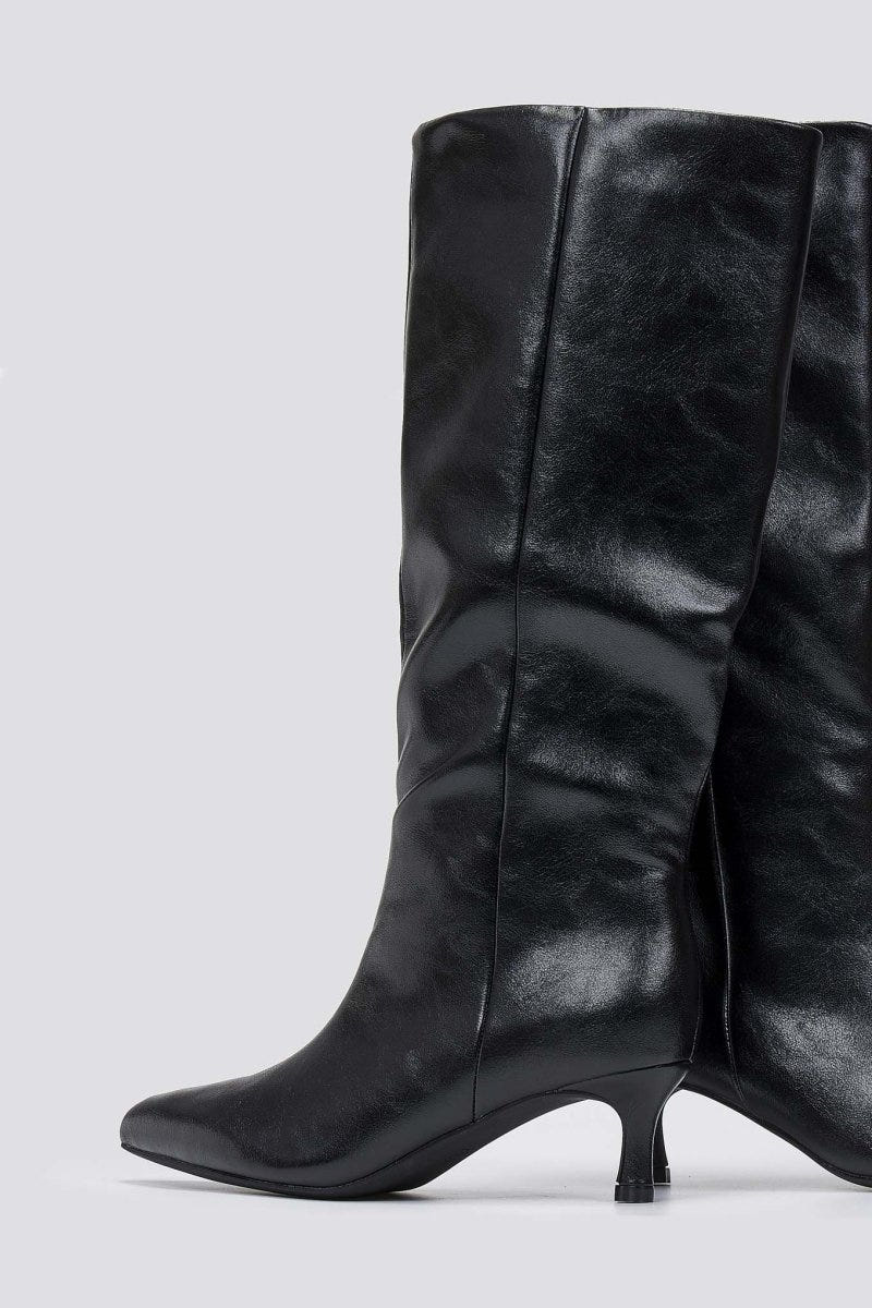ERYNN Kitten Heel Boots - Black Crinkled Patent - thefashionproject.gr - ERYNN
