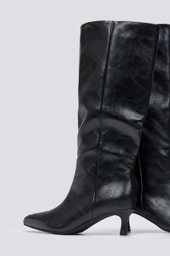 ERYNN Kitten Heel Boots - Black Crinkled Patent - thefashionproject.gr - ERYNN