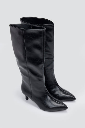 ERYNN Kitten Heel Boots - Black Crinkled Patent - thefashionproject.gr - ERYNN