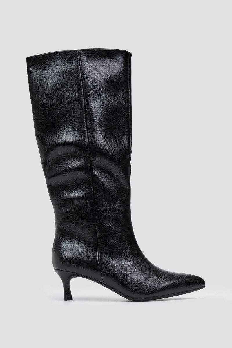 ERYNN Kitten Heel Boots - Black Crinkled Patent - thefashionproject.gr - ERYNN