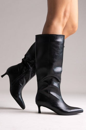 ERYNN Kitten Heel Boots - Black Crinkled Patent - thefashionproject.gr - ERYNN