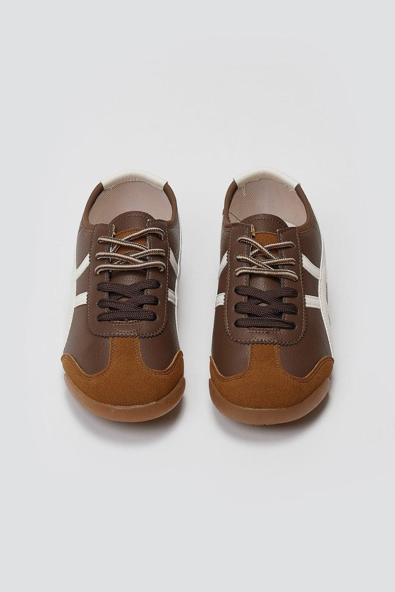 ERYNN Low Top Bicolor Sneakers - Dark Brown Matte - thefashionproject.gr - ERYNN