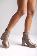 ERYNN Metallic Bronze Ankle Boots with Block Heel - Bronze Metallic - thefashionproject.gr - ERYNN